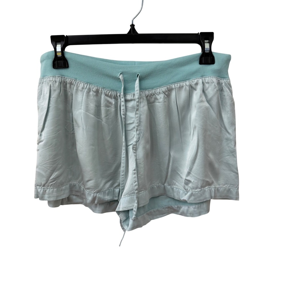 PJ Harlow Mikel Shorts Size M Light Blue Satin Lounge Drawstring
